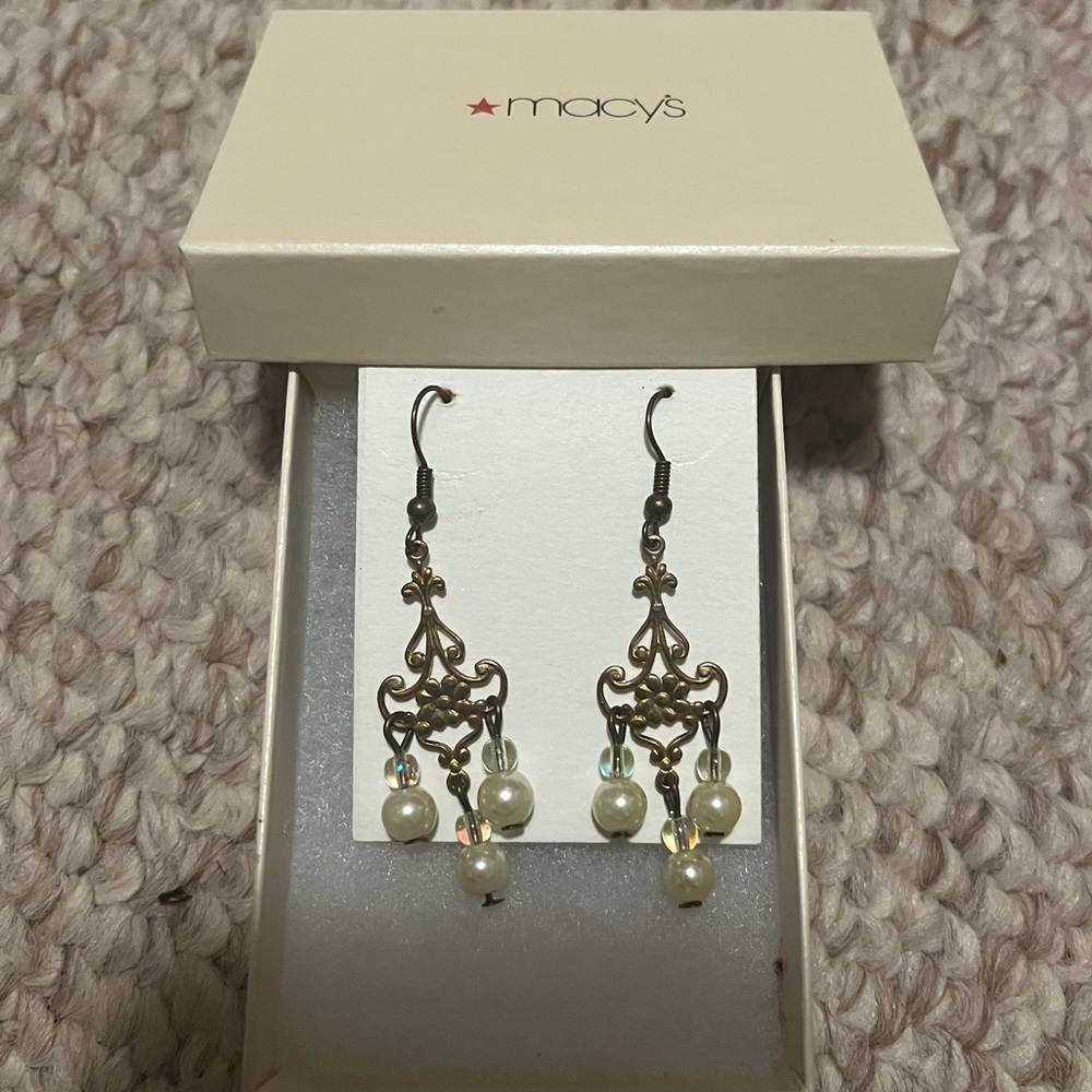 Macy’s chandelier, earrings